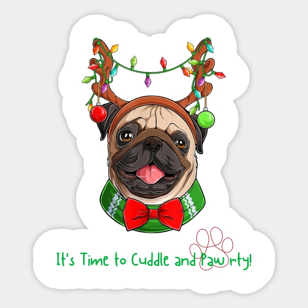 Pug christmas Sticker by UnikRay